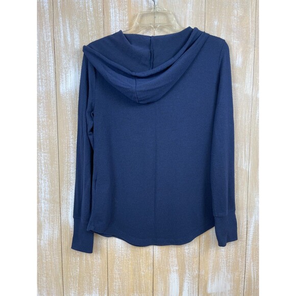 IDEOLOGY Active Women's Blue Heathered Cozy Knit Hoodie Size XS Thumb Holes - Picture 2 of 9